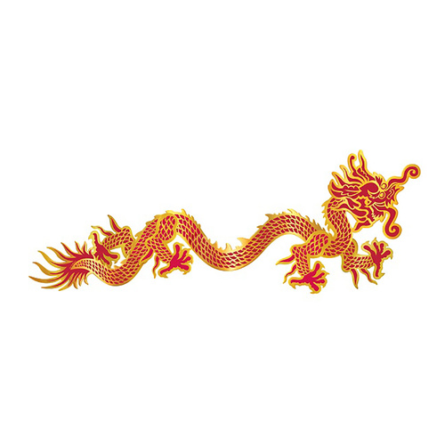 Beistle Asian Dragon Red & Gold Jointed Cutout