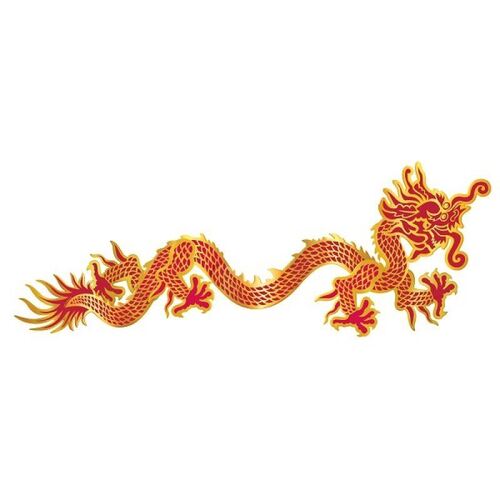 Asian Dragon Red & Gold Jointed Cutout