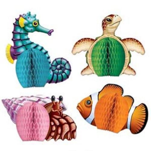 Mini Sea Creatures Honeycomb Centrepieces 4 Pack