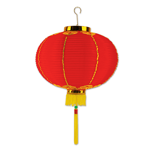 Asian Good Luck Small Lantern Red & Gold with Tassels