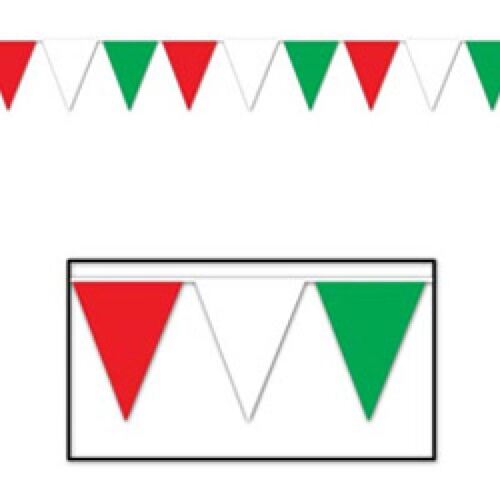 Banner Pennant Outdoor Red, White, Green (45cm High x 9.14mlong)