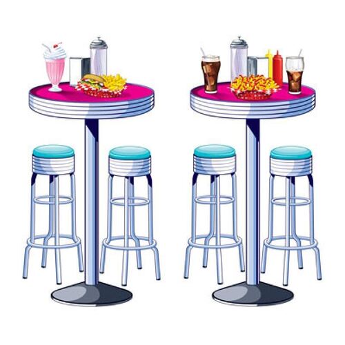 Cutout Props Soda Shop Tables & stools (160cm) 2 Pack