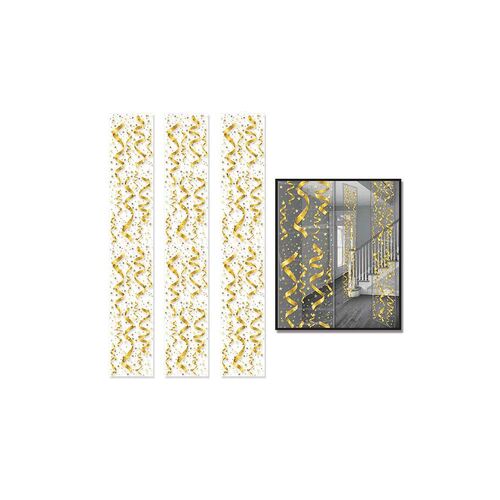 Party Panels Gold Streamers & Stars Hanging Decorations 3 Pack