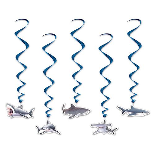 Sharks Hanging Decoration Whirls 5 Pack