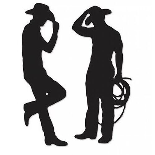 Western Cowboys Black Silhouettes Cutouts 2 Pack
