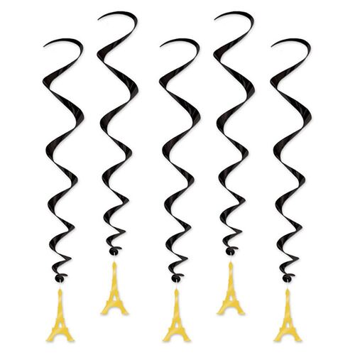 Eiffel Towers Hanging Decoration Whirls 5 Pack