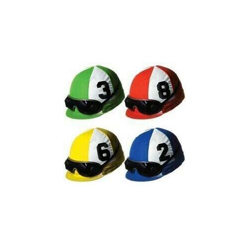 Cutouts Jockey Helmet (35cm) Assorted Colours - Printed 2 Sides Pack Of 4