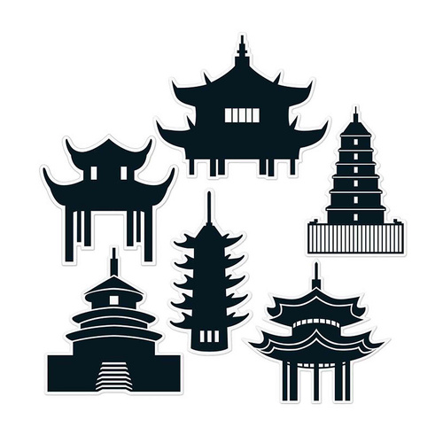 Beistle Chinese New Year Pagoda Silhouettes 6 Pack