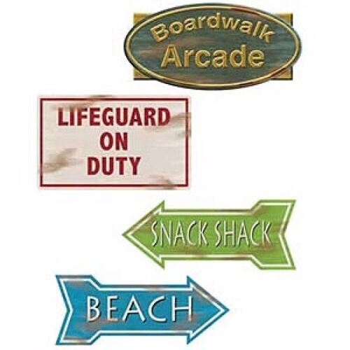 Beach Signs Cutouts 4 Pack