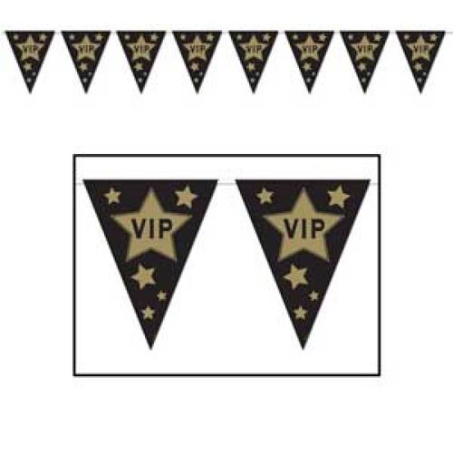 Banner Pennant Vip Gold stars (25cm x 3.65M)