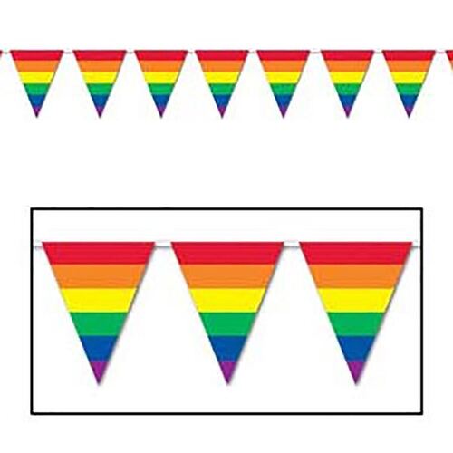 Rainbow Stripes Pennant Flag Banner 