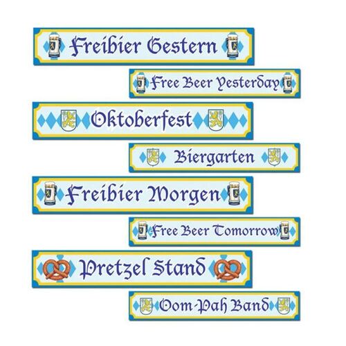 Oktoberfest Sign Cutouts (10cm x 61cm) 4 Pack