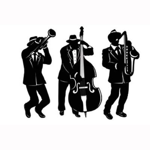Jazz Band Trio Black & White  Silhouettes Cutouts 3 Pack