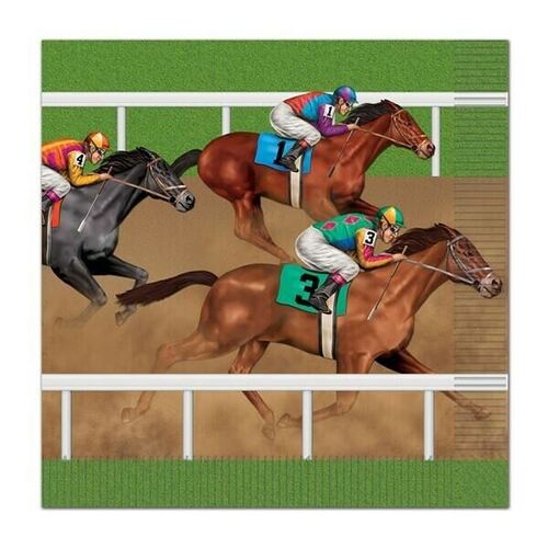  Horse Racing Luncheon Napkins 33cm x 33cm 2 Ply Pack Of 16 