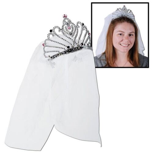 Bride to Be Tiara with Jewels & Veil
