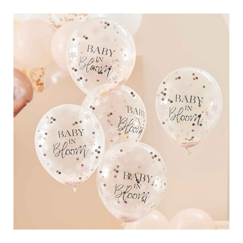 30cm Baby In Bloom Flowers Latex Balloons & Confetti 5 Pack