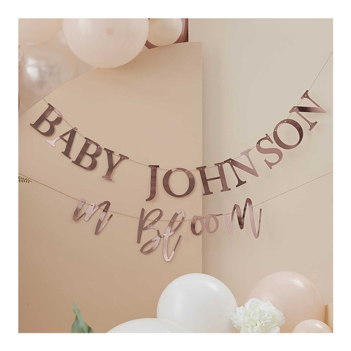 Baby in Bloom Customisable Banner Rose Gold Foiled