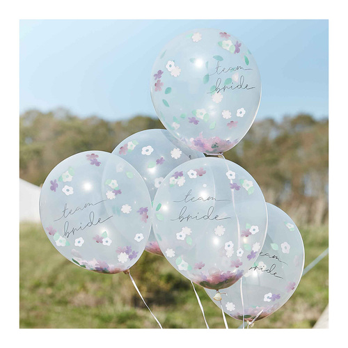 30cm Boho Bride Balloons Flower Confetti Filled Team Bride 5 Pack