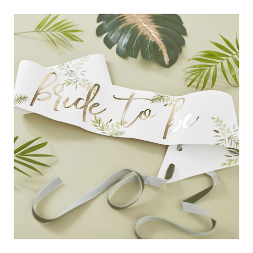 Botanical Hen Party Gold Foiled Bride To Be Sash