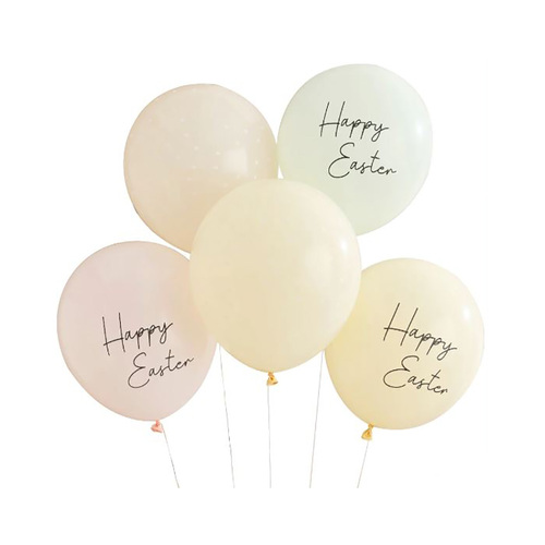 Hey Bunny Pastel Happy Easter Balloons 5 Pack