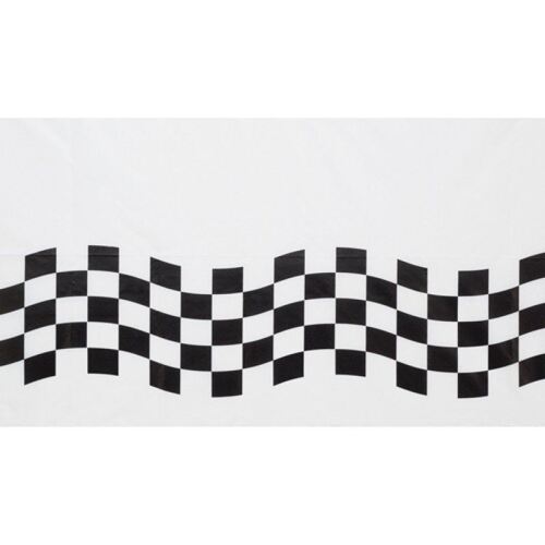 Black & White Check Paper Tablecover Border Print 137cm x 259cm