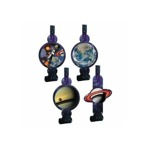  Space Blast Blowouts With Assorted Medallions Plastic & Cardboard Pack Of 8 