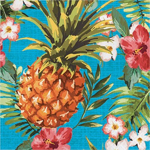 Aloha Lunch Napkins Luau Pineapple & Flowers 16 Pack
