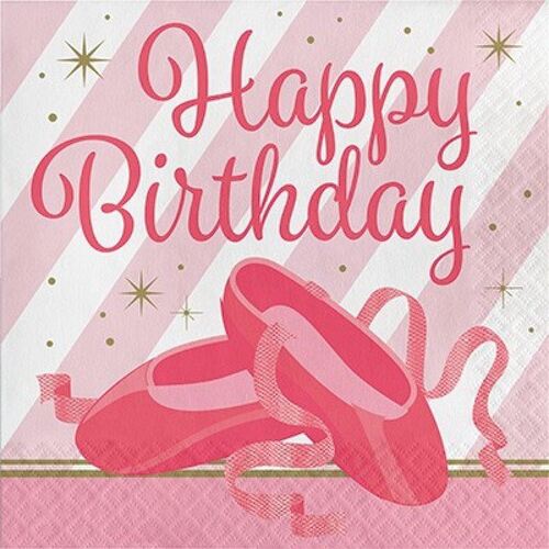 Twinkle Toes Lunch Napkins Happy Birthday 16 Pack