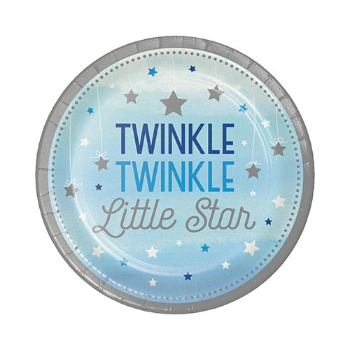 One Little Star Boy Dinner Plates Twinkle Twinkle Little Star Paper 22cm 8 Pack