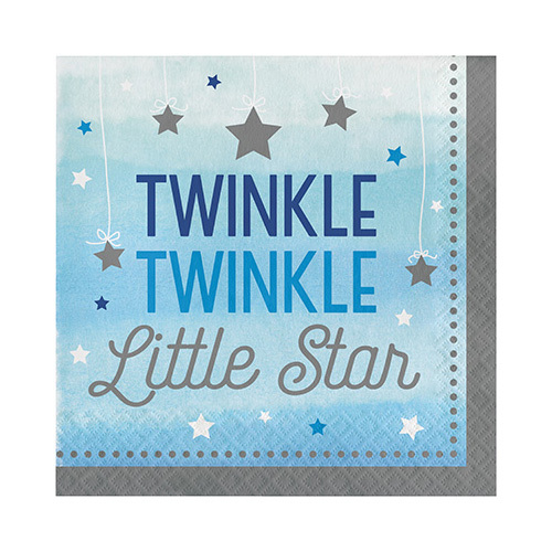 One Little Star Boy Lunch Napkins Twinkle Twinkle Little Star 16 Pack