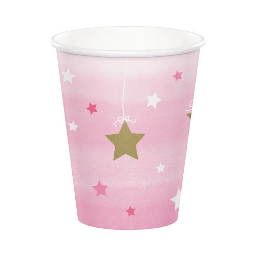 One Little Star Girl Cups Paper 266ml 8 Pack