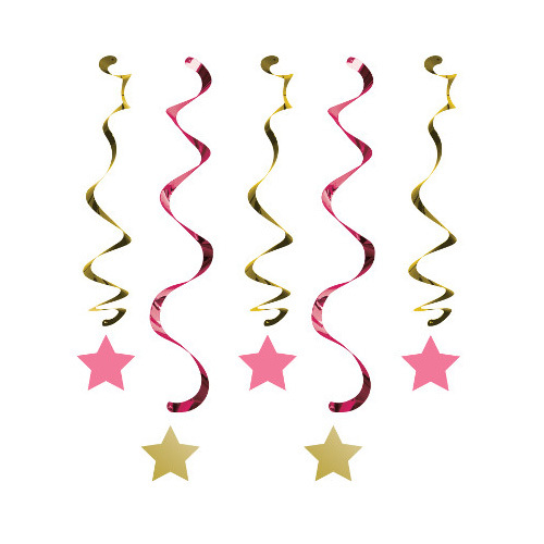 One Little Star Girl Dizzy Danglers Hanging Swirls 5 Pack