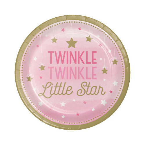 One Little Star Girl Lunch Plates Twinkle Twinkle Little Star Paper 18cm 8 Pack