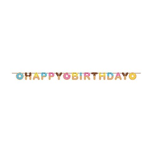 Donut Time Happy Birthday Ribbon Banner 15cm x 2.6m