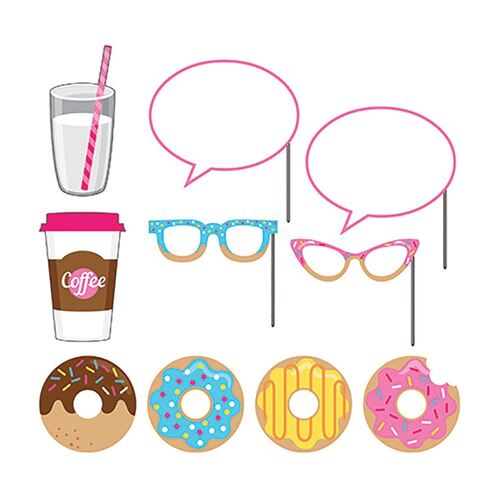 Donut Time Photo Booth Props Assorted Designs 10 Pack