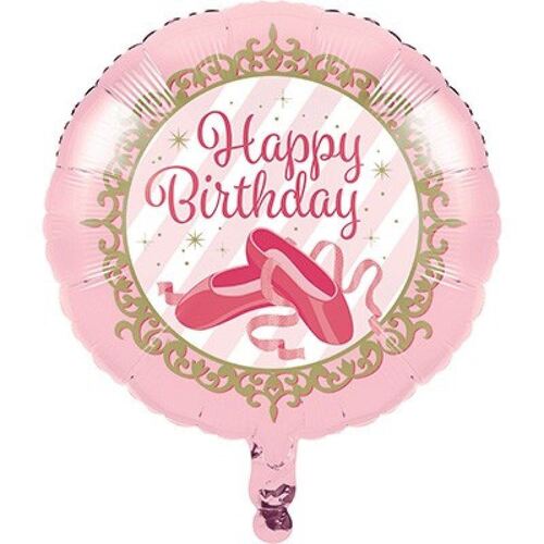 45cm Twinkle Toes Happy Birthday Ballet Slippers Foil Balloon