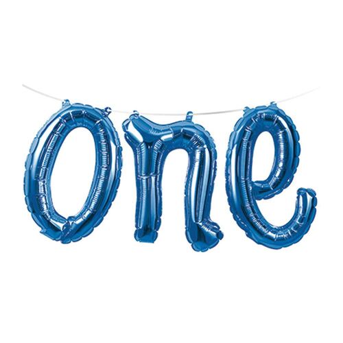 Shape one Blue Foil Balloons Banner Air Fill Only