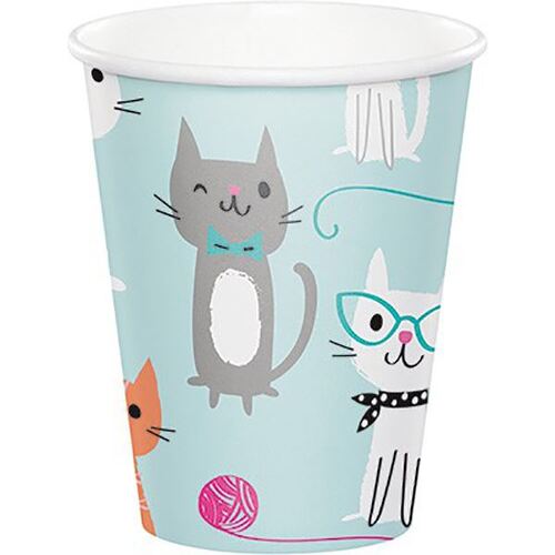 Purrfect Party 266ml 8 Pack Paper Cups