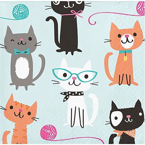 Purrfect Party Beverage Napkins 16 Pack