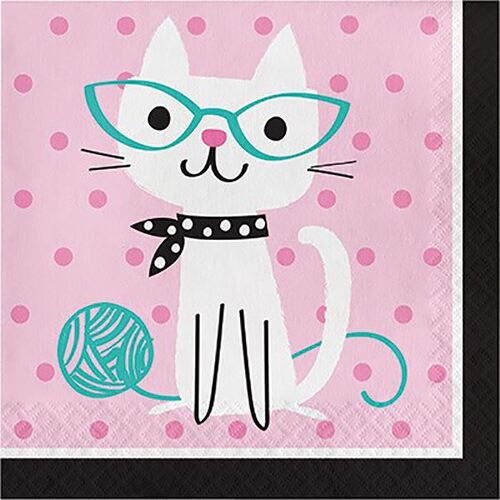  Purrfect Party Luncheon Napkins (33cm x 33cm) 16 Pack