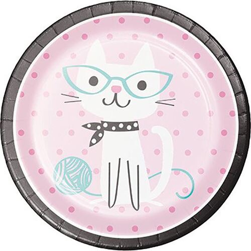 Purrfect Party 22cm 8 Pack Dinner Plates Round Paper