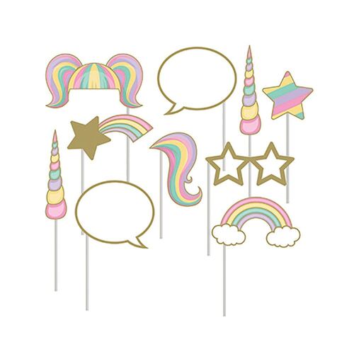 Unicorn Sparkle Photo Booth Props Assorted Designs 10 Pack
