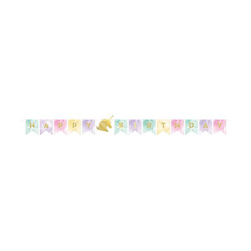 Unicorn Sparkle Happy Birthday String Banner Foil Stamped 14cm x 2.4m