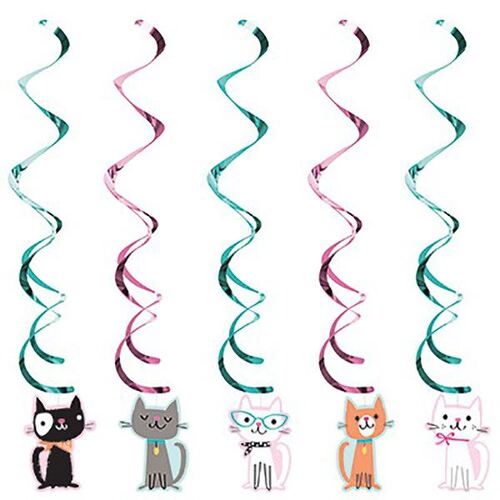 Purrfect Party Dizzy Danglers Hanging Decorations 99cm 5 Pack