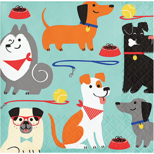 Dog Party Beverage Napkins 16 Pack