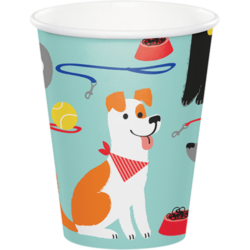 Dog Party Cups Paper 266ml 8 Pack