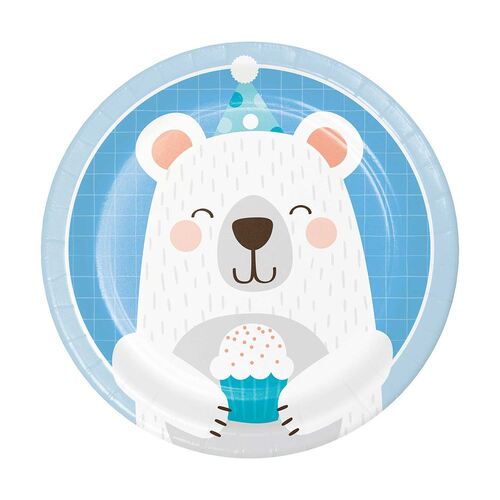 1st Birthday Bear Lunch Plates Paper 18cm 8 Pack