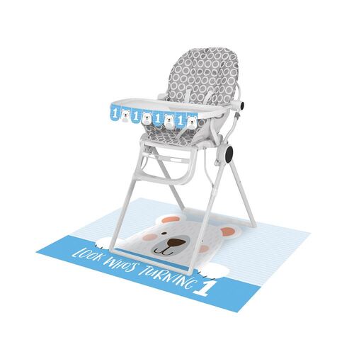 1st Birthday Bear High Chair Kit Look Who's One