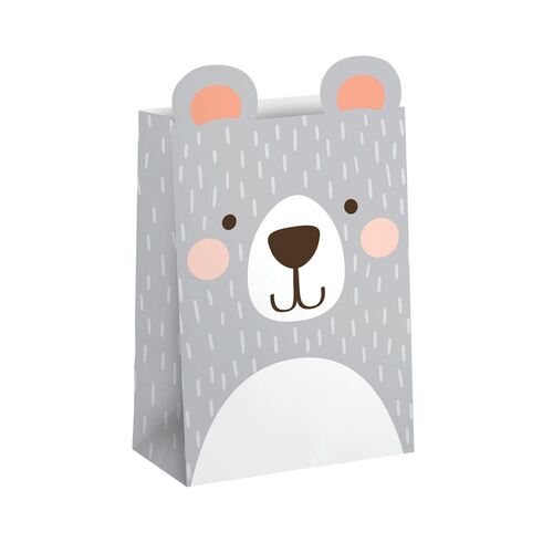1st Birthday Bear Paper Treat Bags 20cm x 11cm 8 Pack