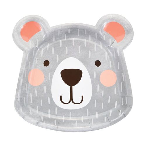 1st Birthday Bear Dinner Shaped Plates Paper 22cm 8 Pack